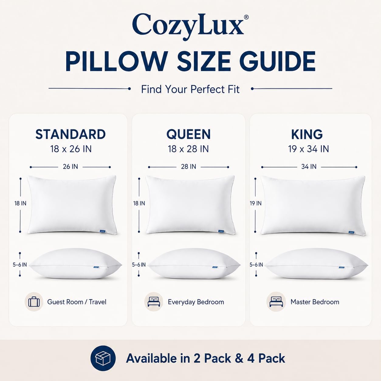 Thumbnail 4 de CozyLux Queen Pillows 18x28