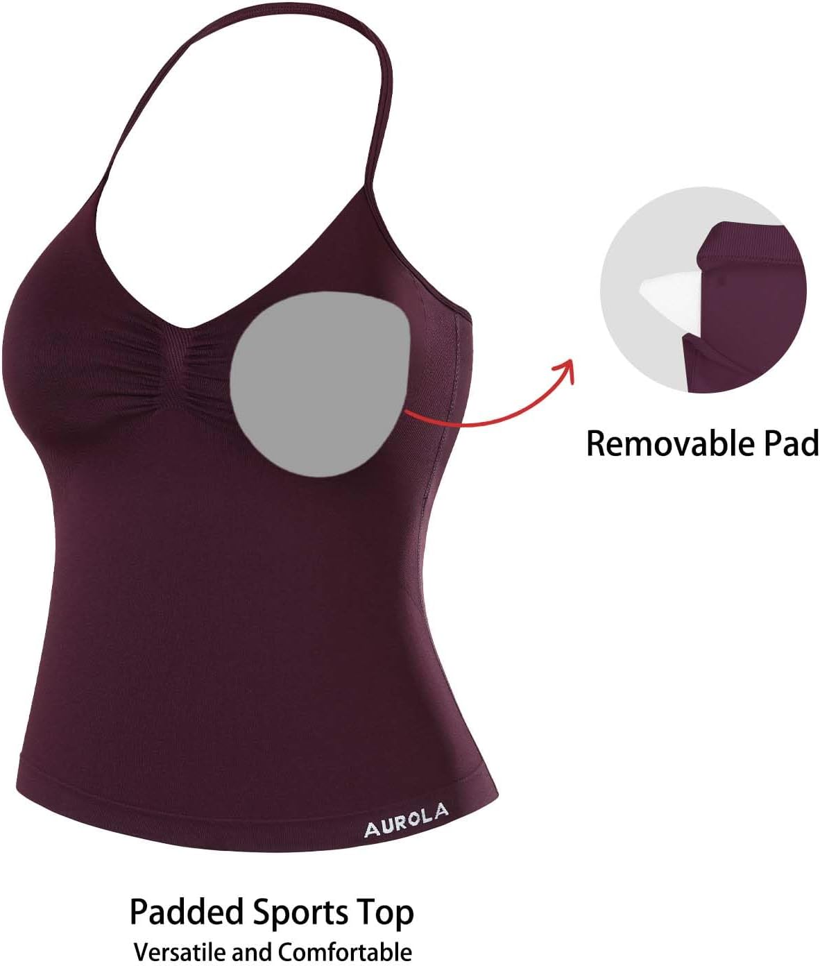 Thumbnail 6 de AUROLA Influence Longline Strappy Workout Halter Top with Removable Cups