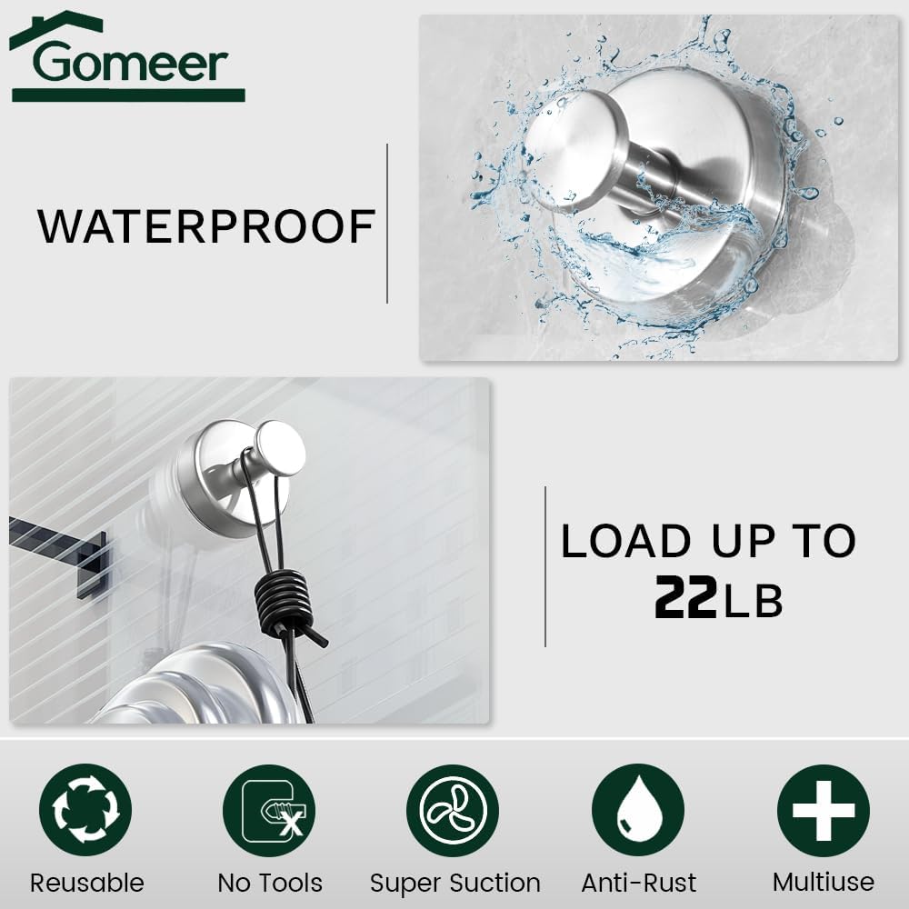 Thumbnail 5 de Gomeer 4PCS Silvery Suction Cup Hooks 10kg