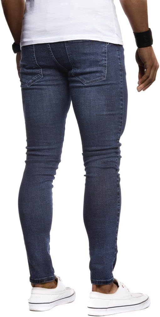 Detalle 2 de Leif Nelson – Pantalon jeans Slim fit en denim stretch déchiré LN9145 Bleu foncé, W32 L30