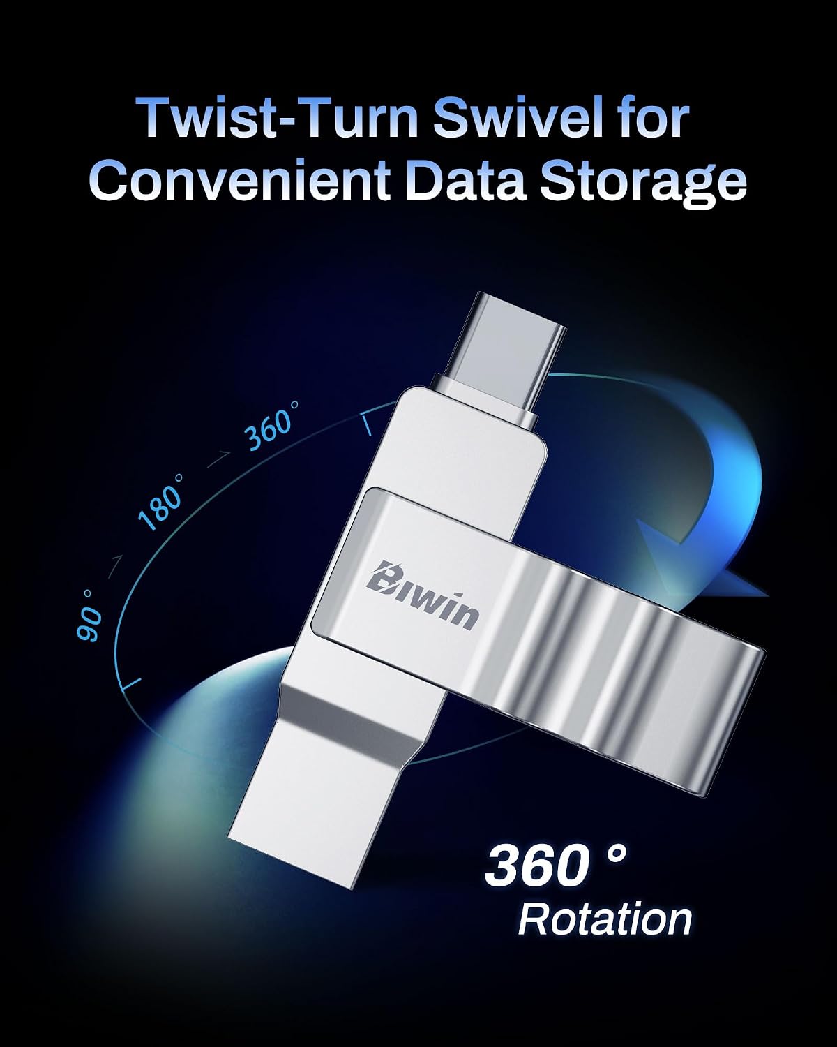 Detalle de Biwin UD150 32GB Dual-Port USB 3.0 Flash Drive with 150 MB/s Speeds