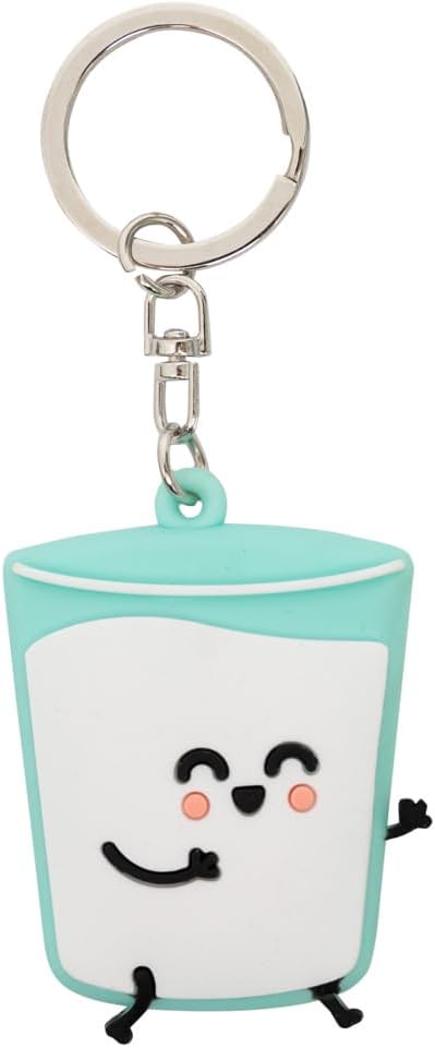 Detalle de Mr. Wonderful – Set di portachiavi in gomma: bicchiere di latte e biscotto (2 pezzi)