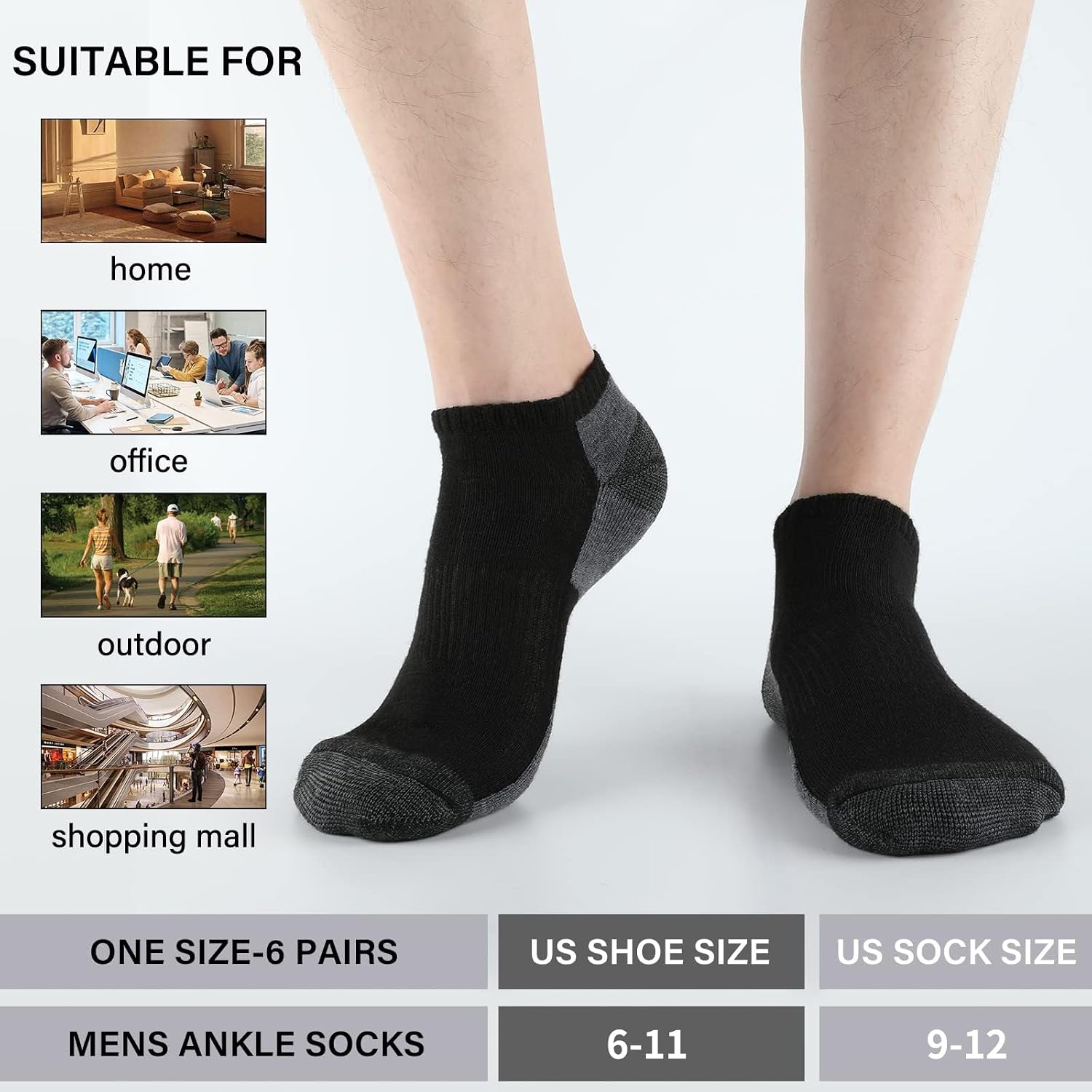 Detalle de COOPLUS 12 Pack Cushioned Ankle Socks (Shoe 6-11)