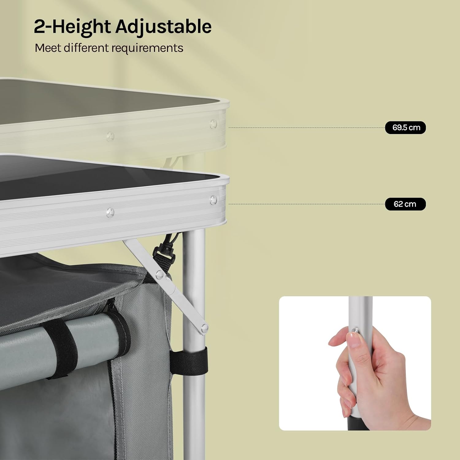 Thumbnail 3 de WOLTU faltbar Campingschrank Alu Campingtisch mit Stauraum – höhenverstellbar, robust & kompakt