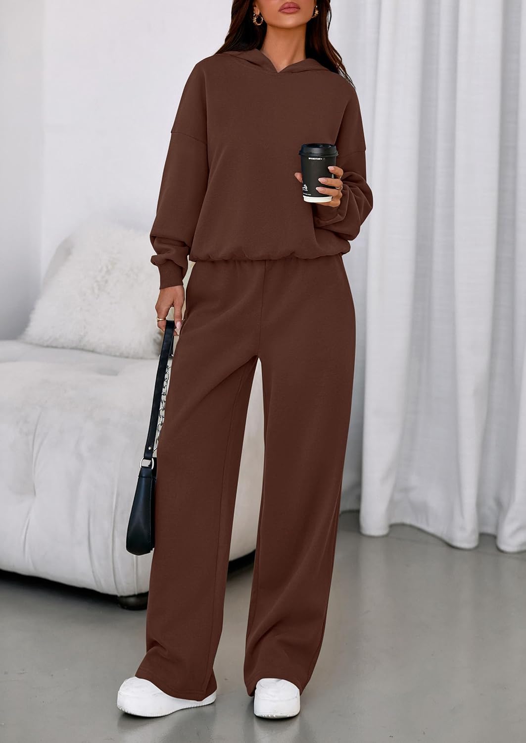 Thumbnail 1 de PRETTYGARDEN Women’s 2-Piece Sweatsuit Set (Hoodie + Wide-Leg Pants) for Casual Winter Wear