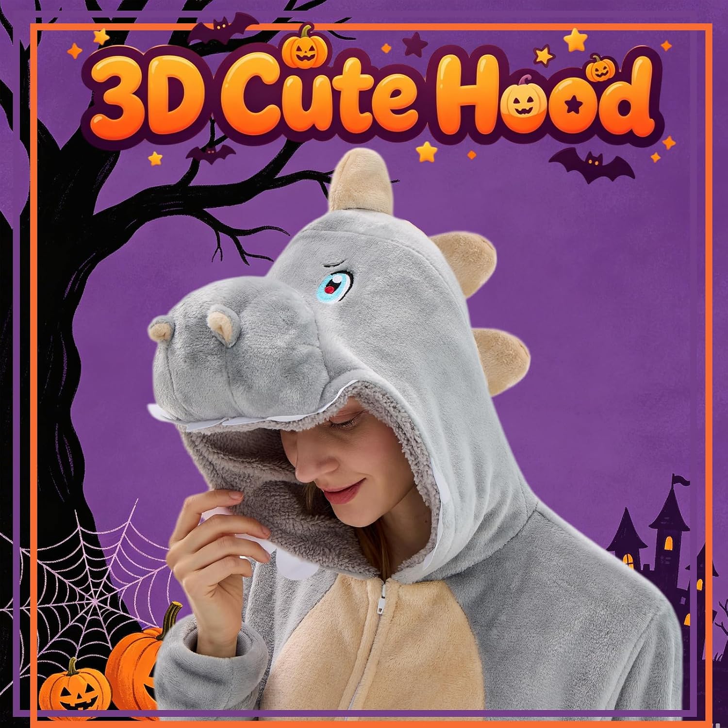 Detalle 2 de Sokliro Adult Unisex Animal Onesie Pajamas with Hood and Side Pockets