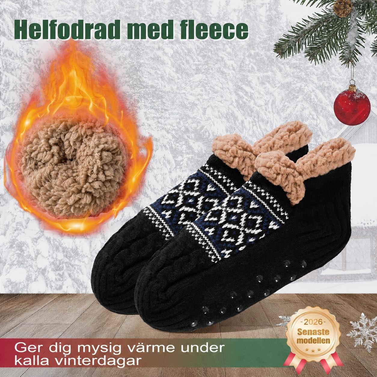 Detalle 2 de Niorasen gosiga herrstrumpor 39–46, tjocka och halkfria termostrumpor