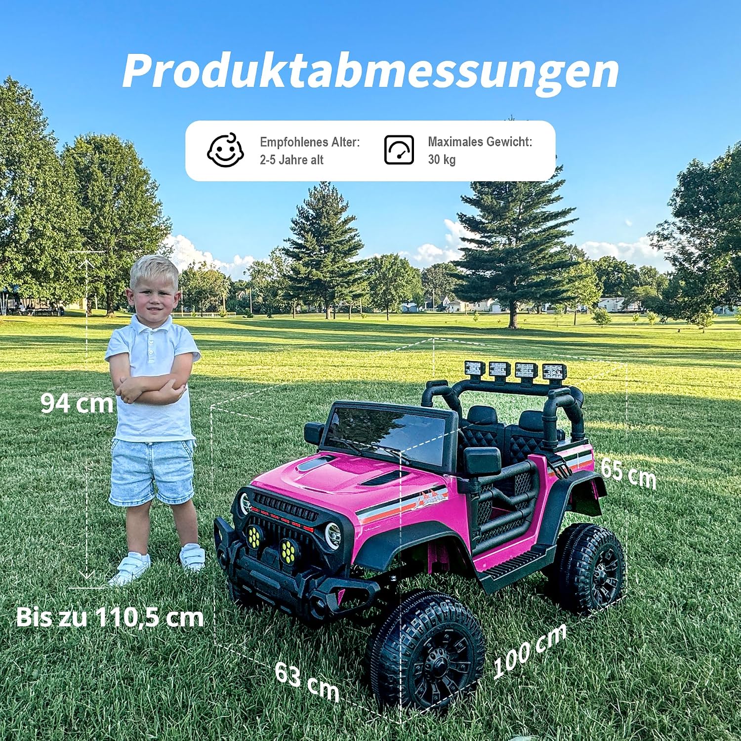 Detalle de Hikiddo 12V Kinder-Elektroauto mit Fernbedienung (rosa) für Kinder ab 3 Jahren