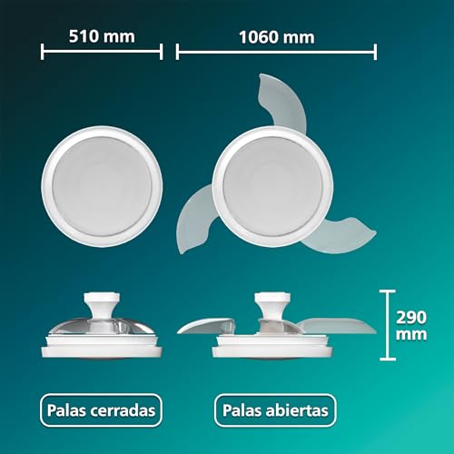 Thumbnail 8 de PHILIPS Bliss: Lámpara de techo con ventilador y LED de aspas retráctiles (106 cm)