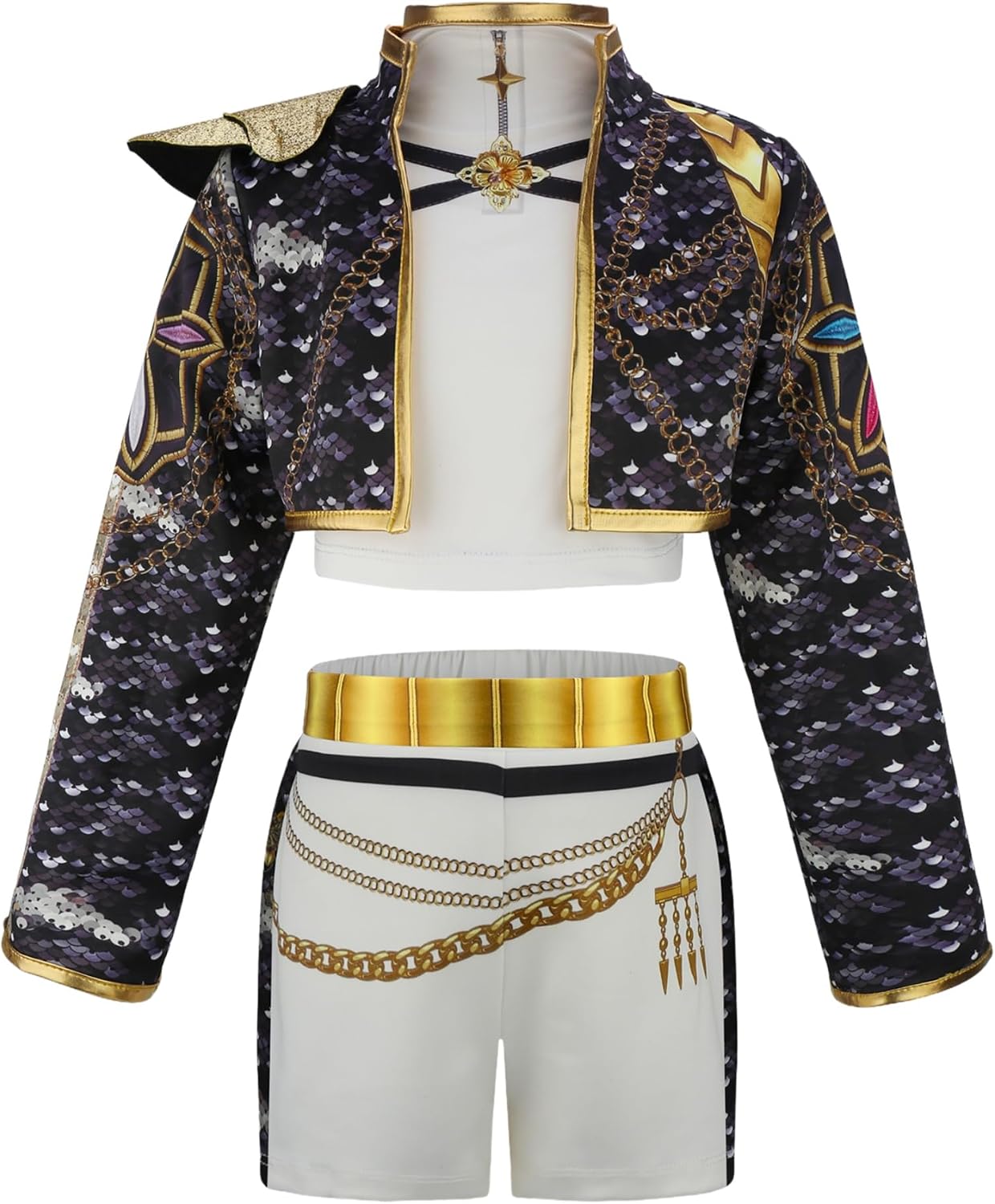 Imagen de Tangsenyu Kids Black Costume Set Jacket T Shirt Shorts en OfertitasTOP