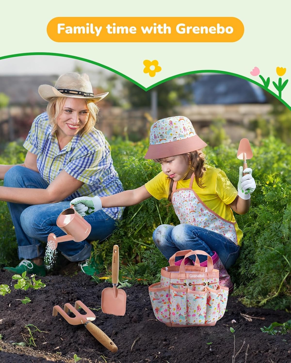 Thumbnail 4 de Grenebo Kids Gardening Set Toys (Pink) — 9-Piece Tool Kit for Kids & Toddlers