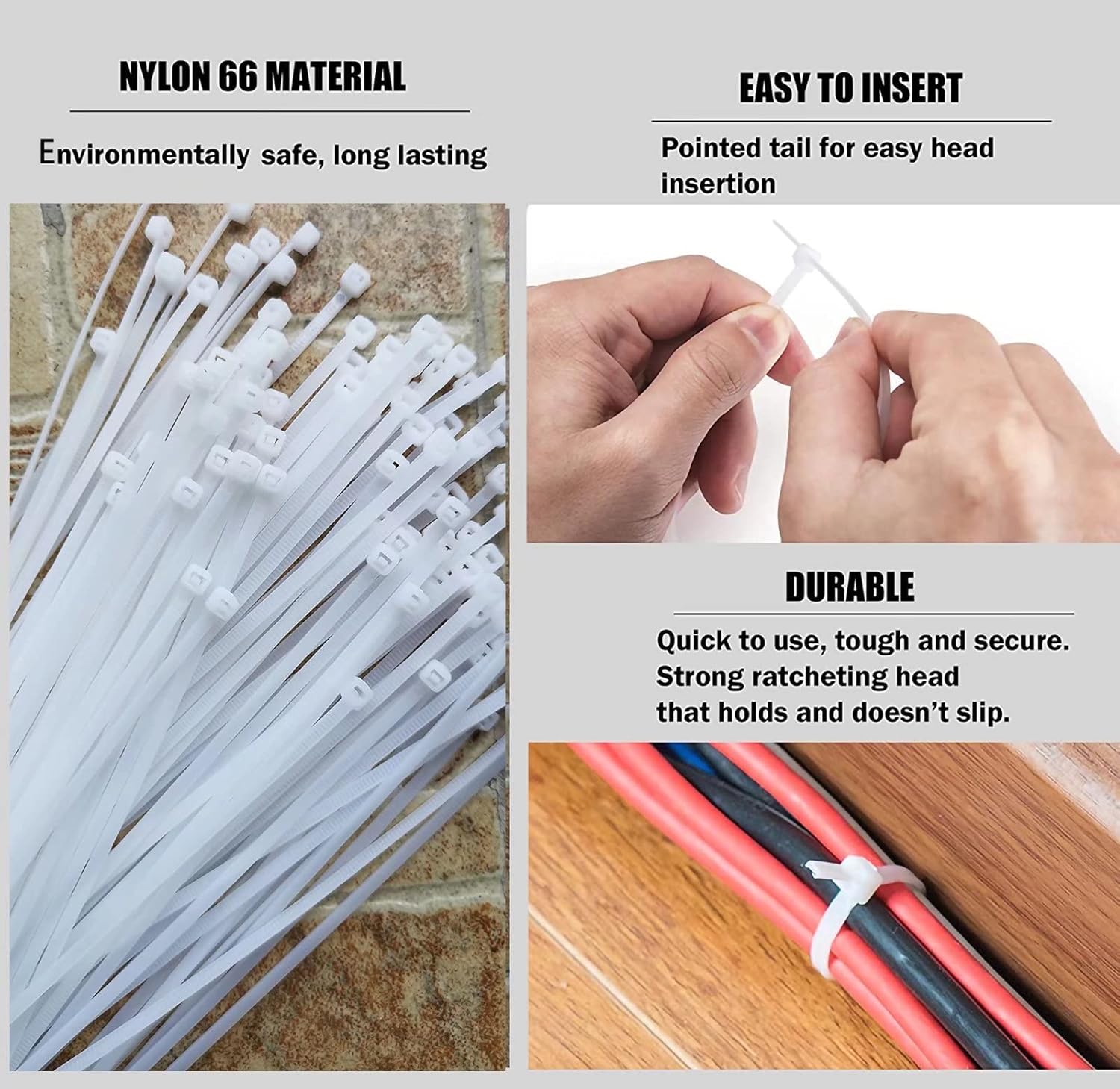 Thumbnail 2 de KAXIMON White Cable Ties 250mm x 4.8mm (100 Pack) – Heavy Duty, UV Resistant