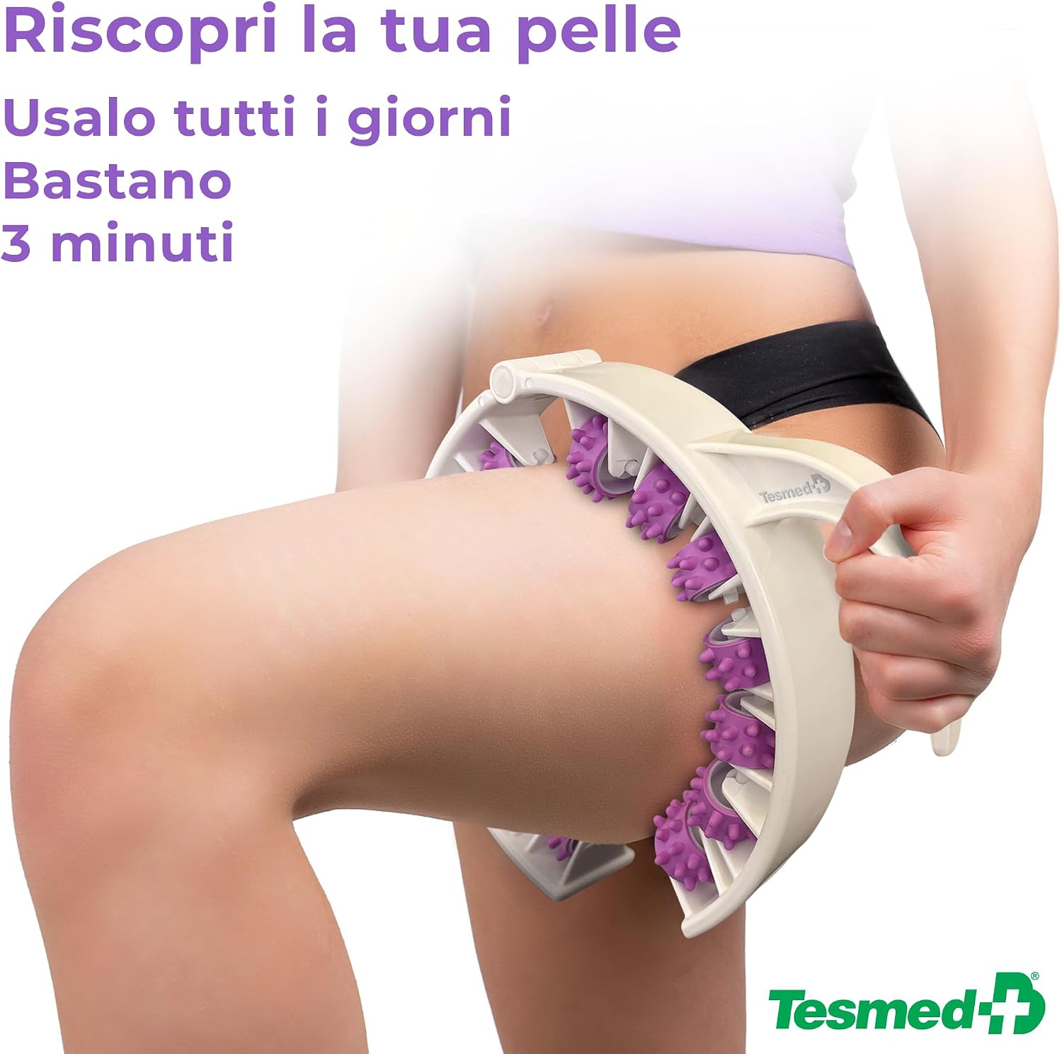 Detalle de TESMED CELLULITE SMOOTH Massaggiatore Anticellulite con Rulli Brevettati – Effetto Drenante e Snellente per Buccia d’Arancia e Gambe Pesanti