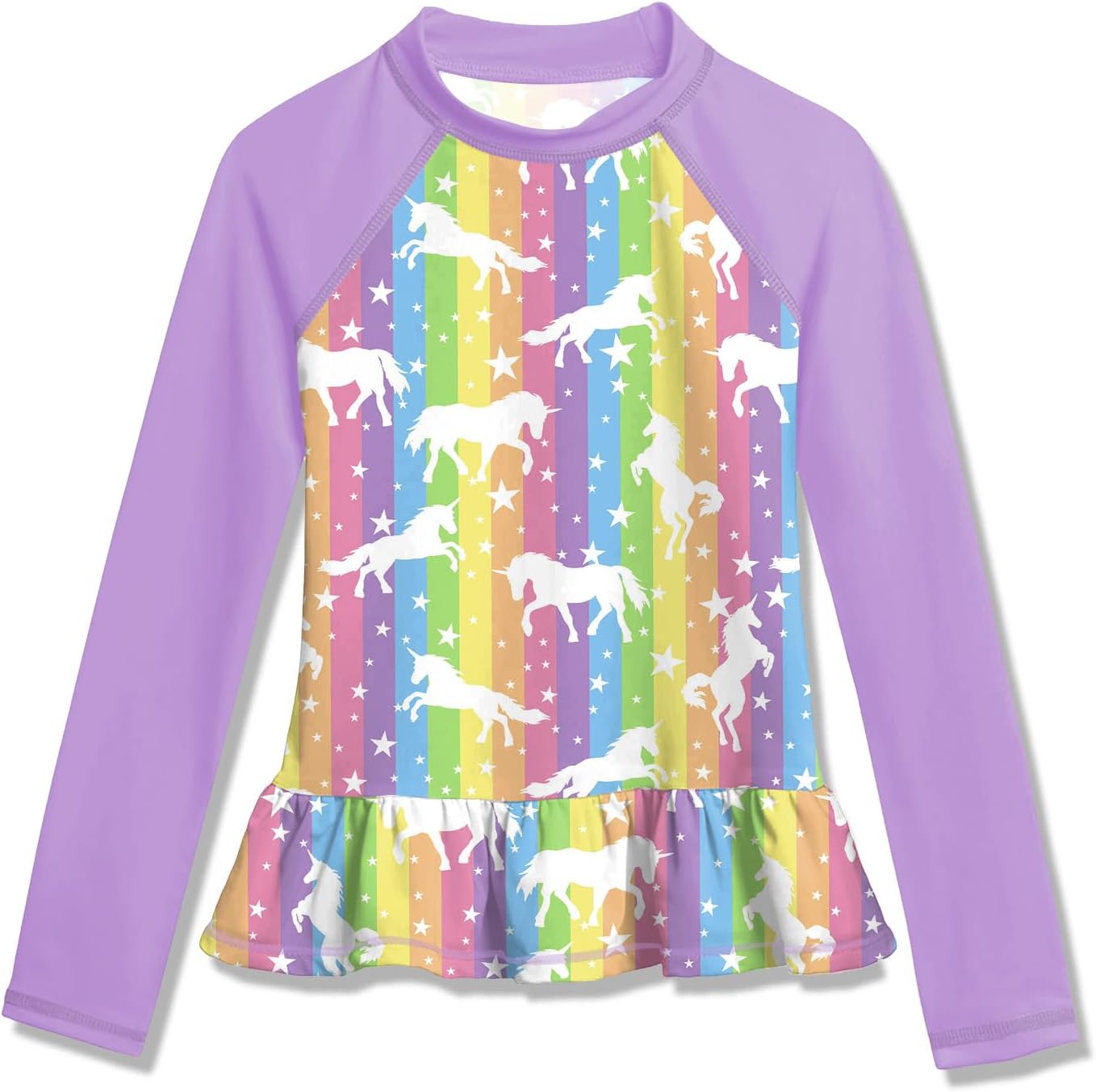 Thumbnail 6 de BesserBay Mädchen UV Shirt UPF 50+ Raglanärmel Schwimmshirt mit Rüschensaum (Größen 110–160)