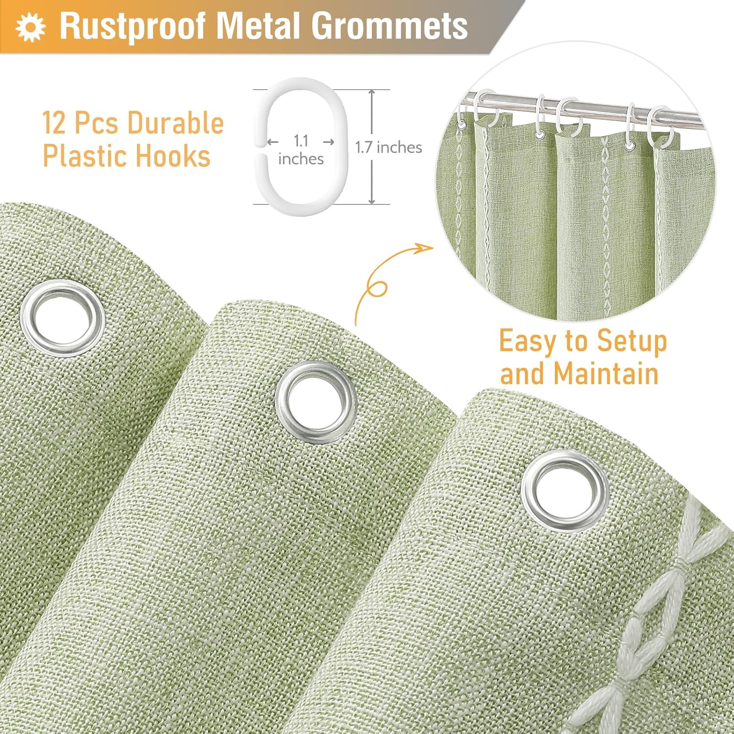 Detalle 1 de BTTN Sage Green Shower Curtain 72x72