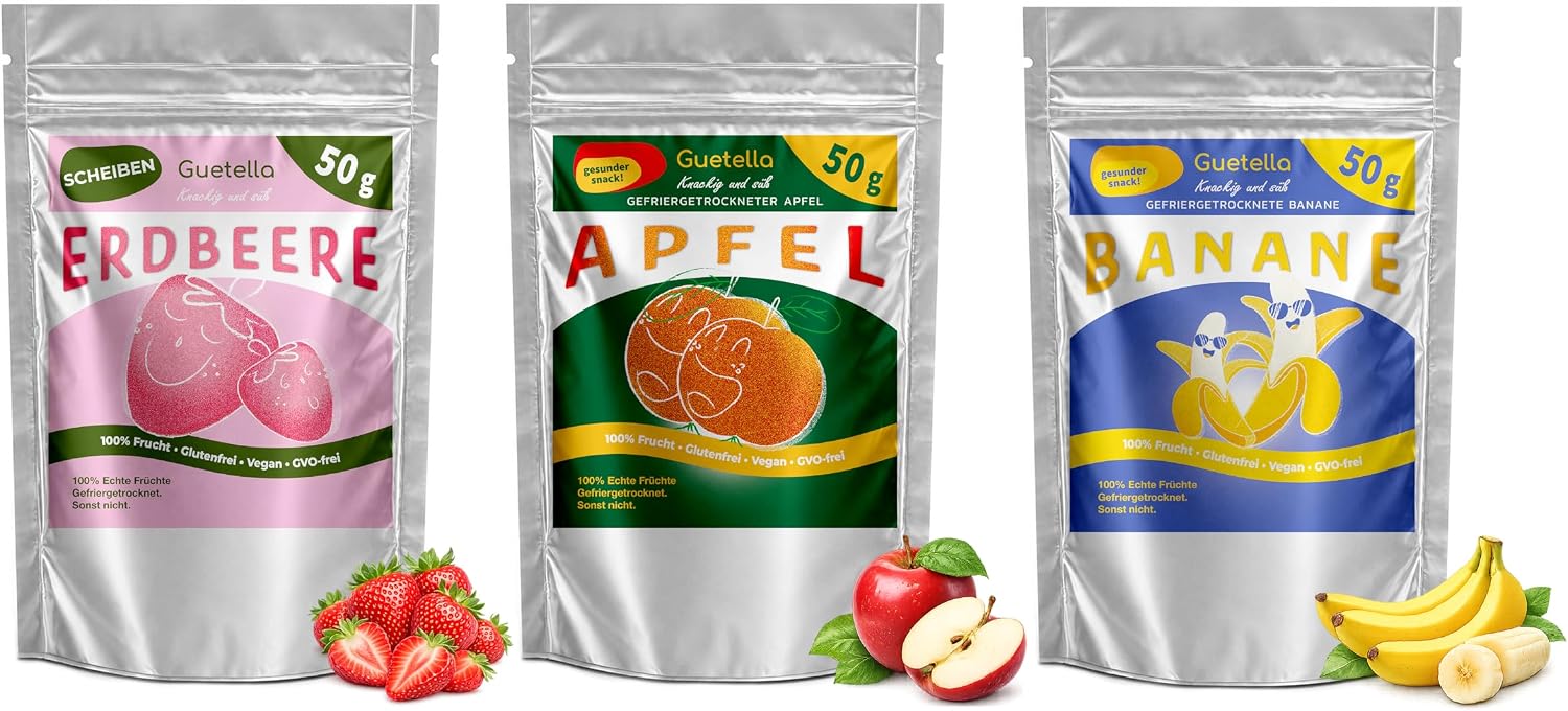 Detalle de Gefriergetrocknete Früchte Set – 150 g, Fruchtmix – 100% Frucht ohne Zusatzstoffe, knusprig vegan