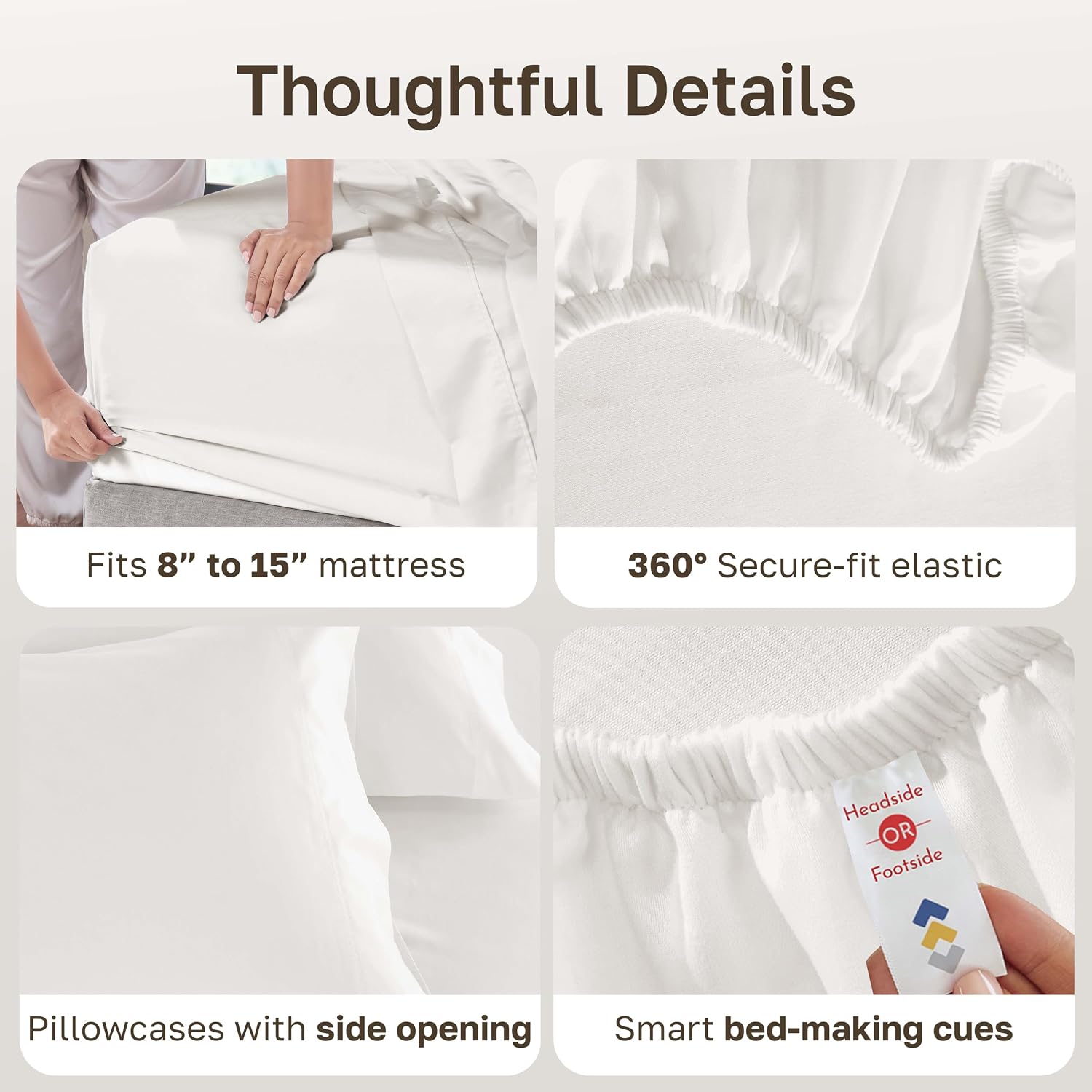 Thumbnail 4 de California Design Den 840307193568 Split King Sheets, 600 Thread Count Cotton Sateen