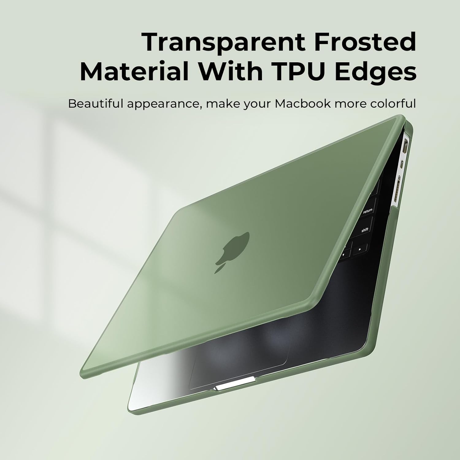 Thumbnail 4 de BlueSwan Case for 14-inch MacBook Pro (M1–M6/2021–2026): TPU Frame + Frosted Green Ultra-thin Protective Cover