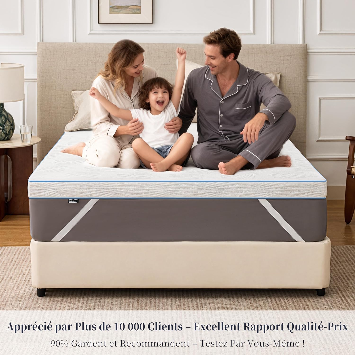 Thumbnail 6 de Solviente Topper 160x200 cm H3–7,5 cm Memory Foam & Kaltschaum – rutschfest, abnehmbarer Bezug, Oeko-TEX