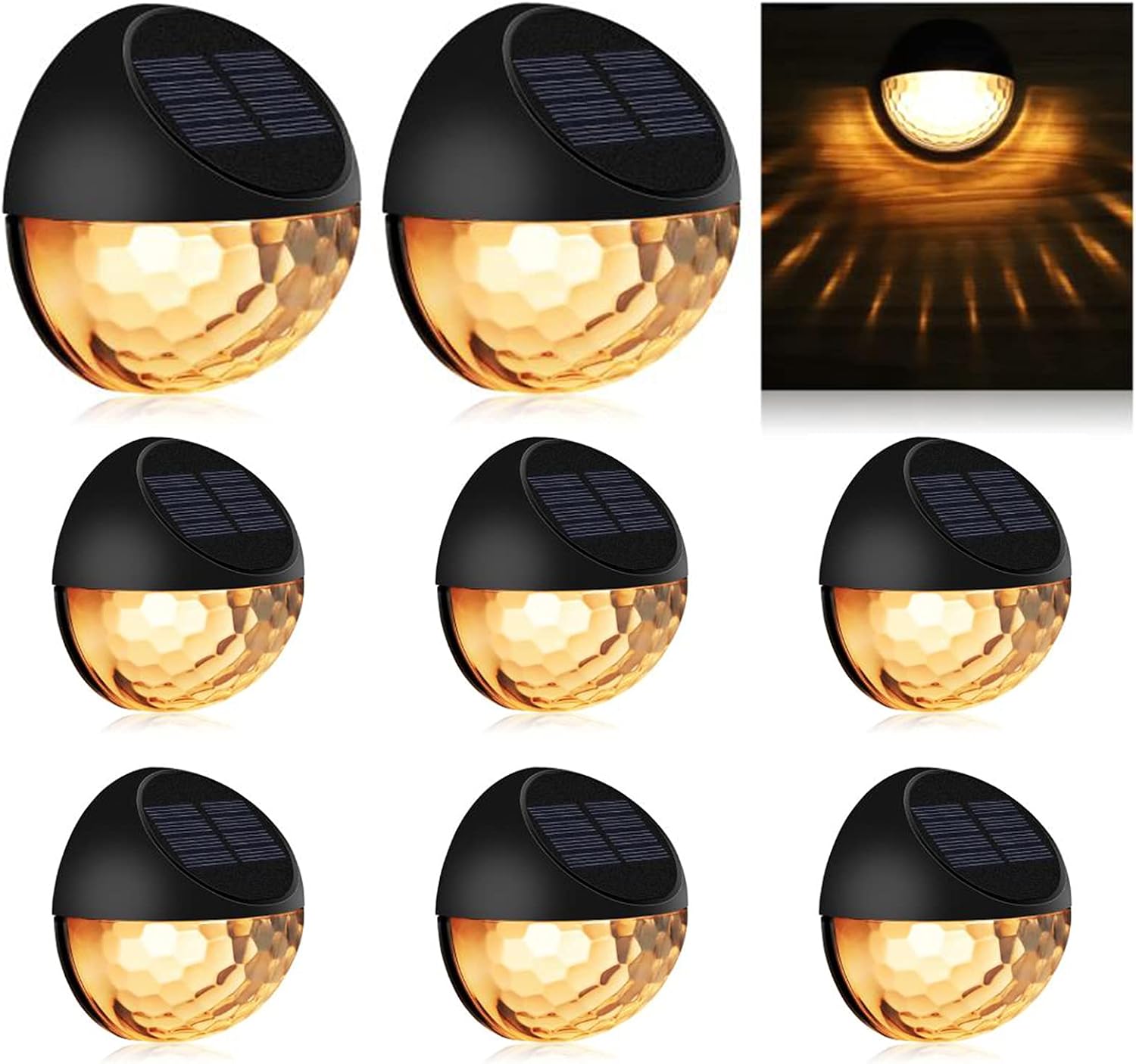 KMASHI Solar Fence Lights Warm White 8-Pack