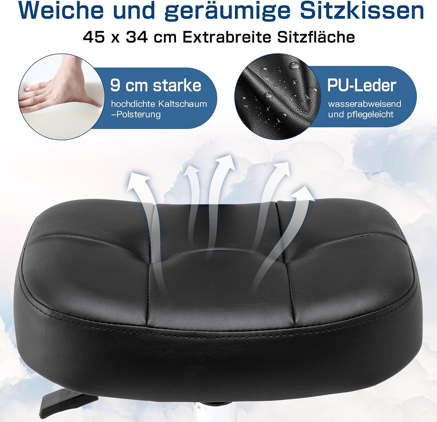 Detalle de Rollhocker mit Lehne 51 bis 64 cm