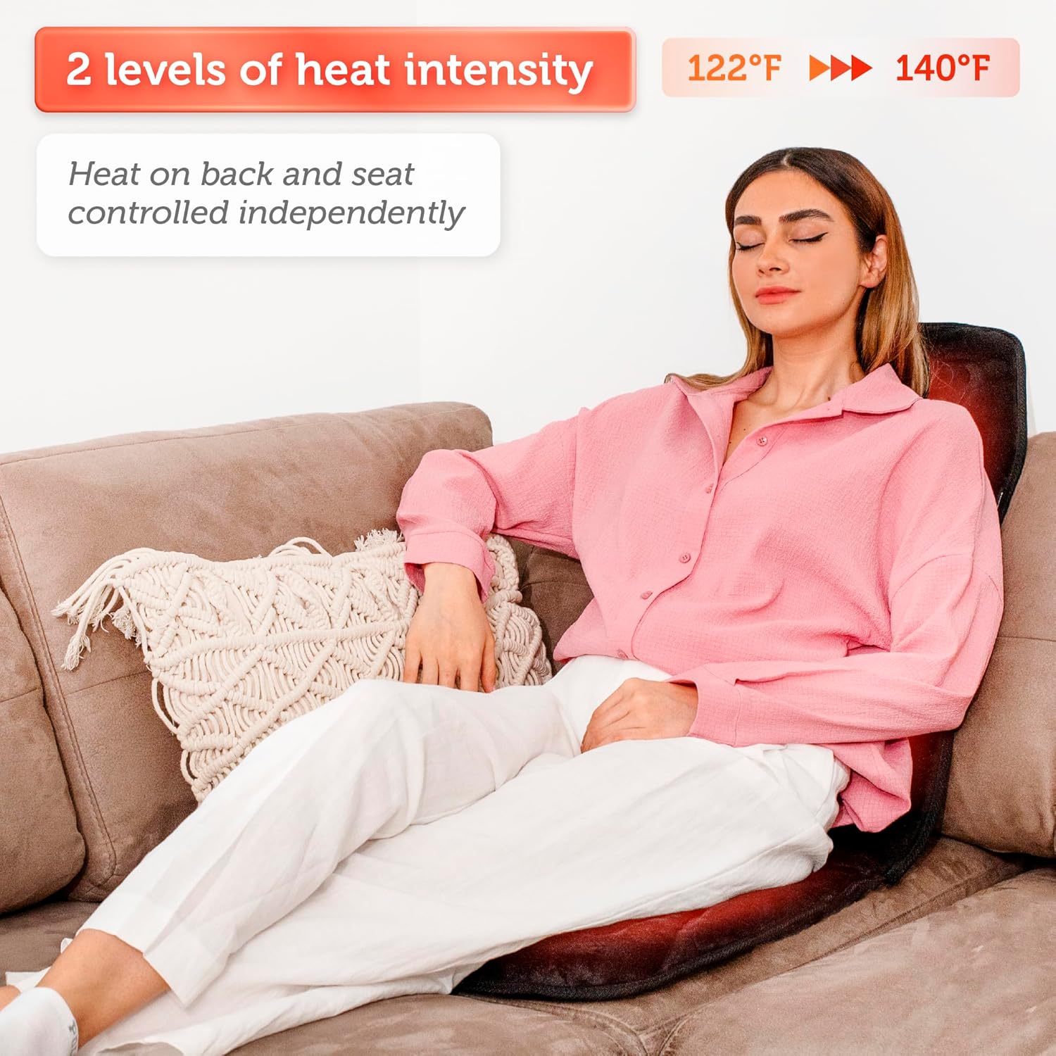 Thumbnail 4 de COMFIER Cuscino massaggiante per la schiena con calore: 10 motori, riscaldamento e uso su sedia per ufficio/casa