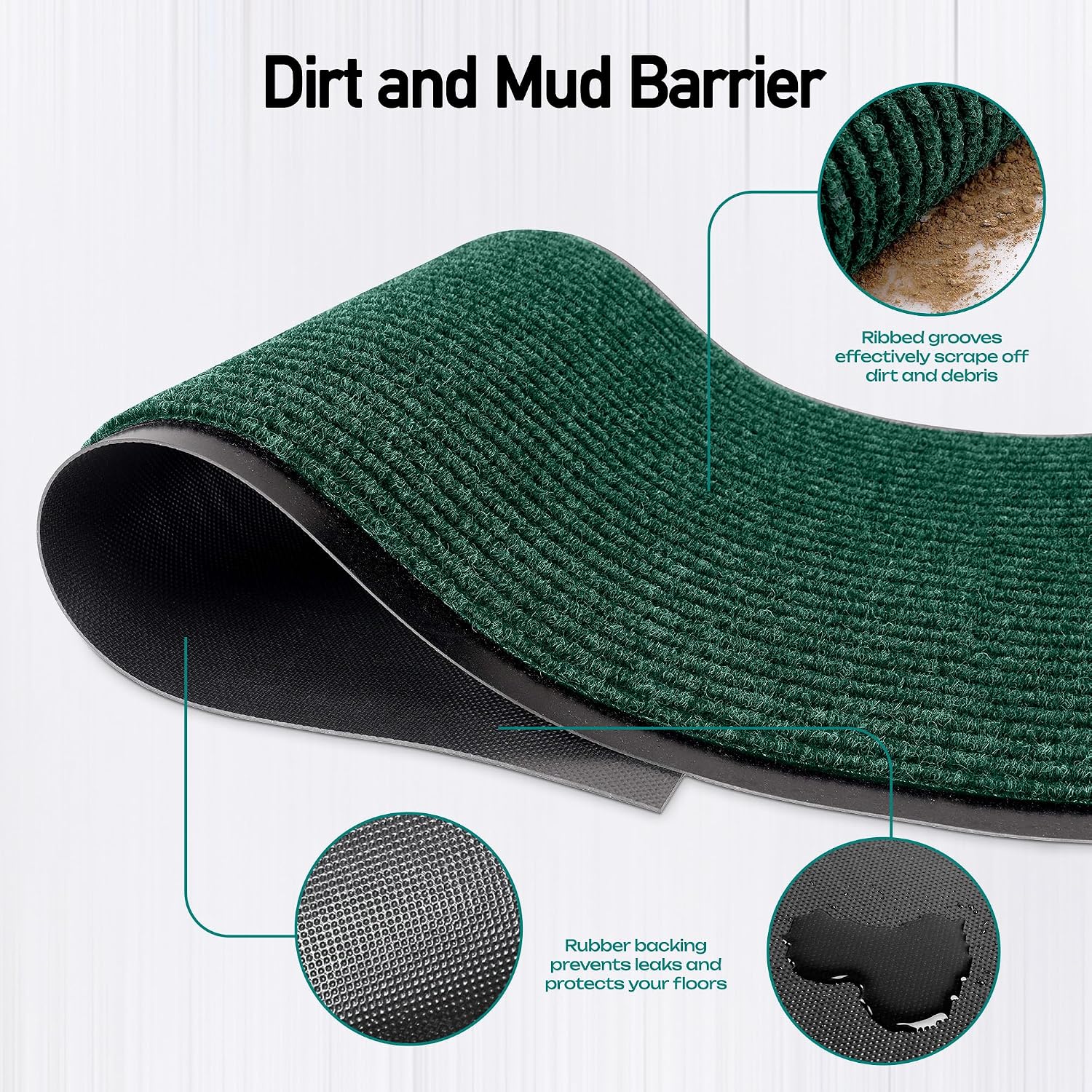 Detalle de LuxUrux Striped Green 4 x 10 Feet Door Mat, Waterproof, Low-Profile Runner