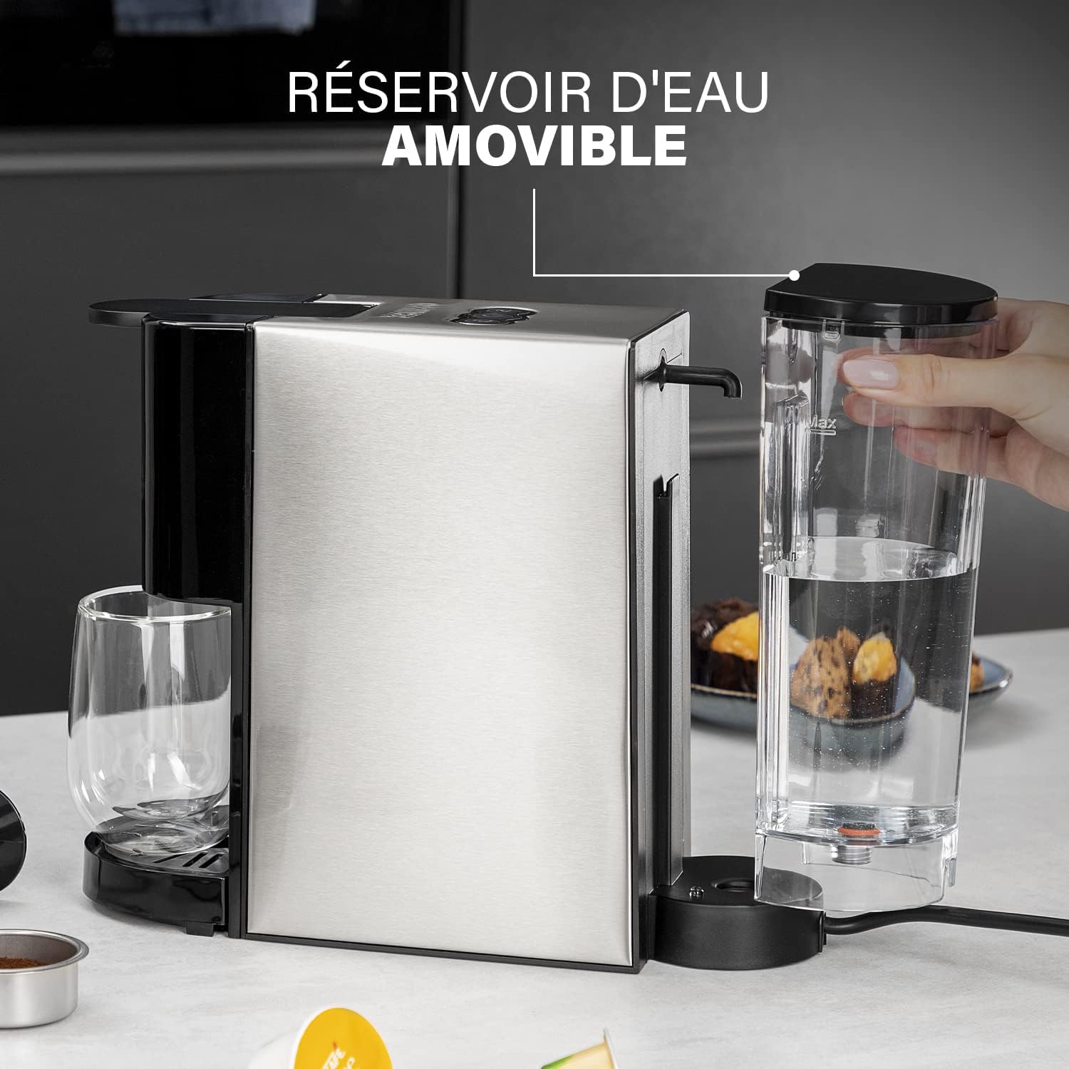 Thumbnail 6 de Princess Machine à café multi-capsules 4 en 1 – 800 ml, 1450 W, Noir et argent
