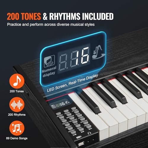 Detalle 2 de VEVOR Pianoforte Digitale 88 Tasti Pesati con Doppia Tastiera, Bluetooth e MIDI – Set completo