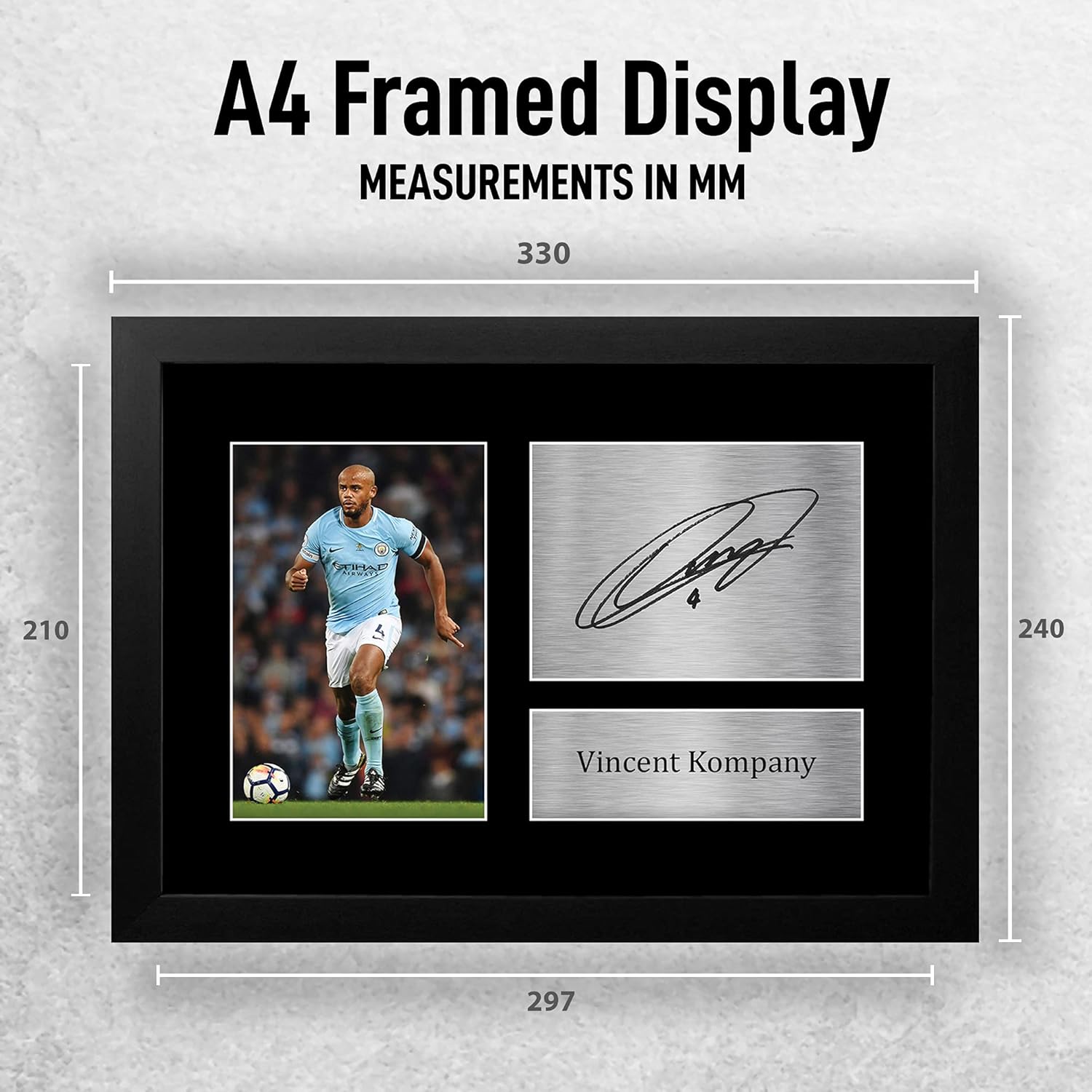 Thumbnail 1 de HWC Trading Vincent Kompany signed framed A4 gift print (Manchester City) display
