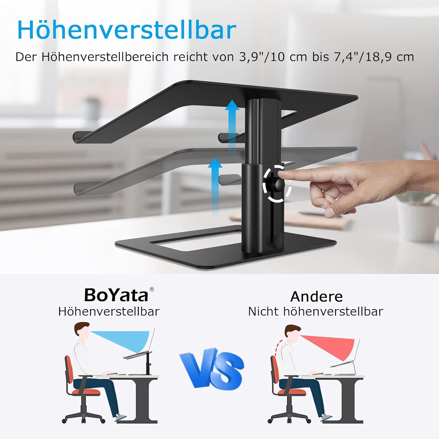 Detalle 2 de BoYata Laptopständer höhenverstellbar für 10-17 Zoll