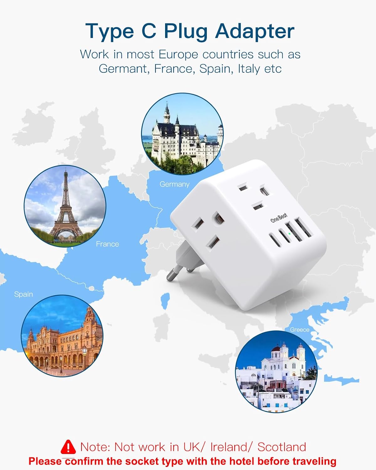 Thumbnail 2 de 2 Pack European Travel Plug Adapter 6-in-1