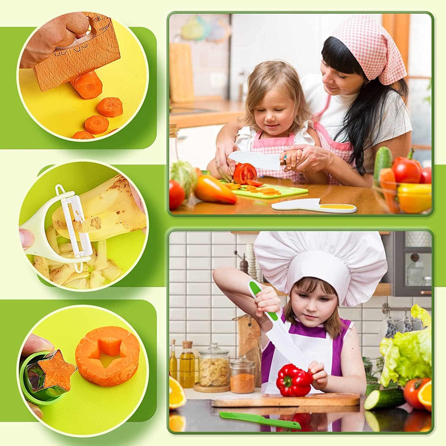 Detalle 2 de Yasterd 13-Piece Kids’ Cooking Set with Toddler Knives and Cutters