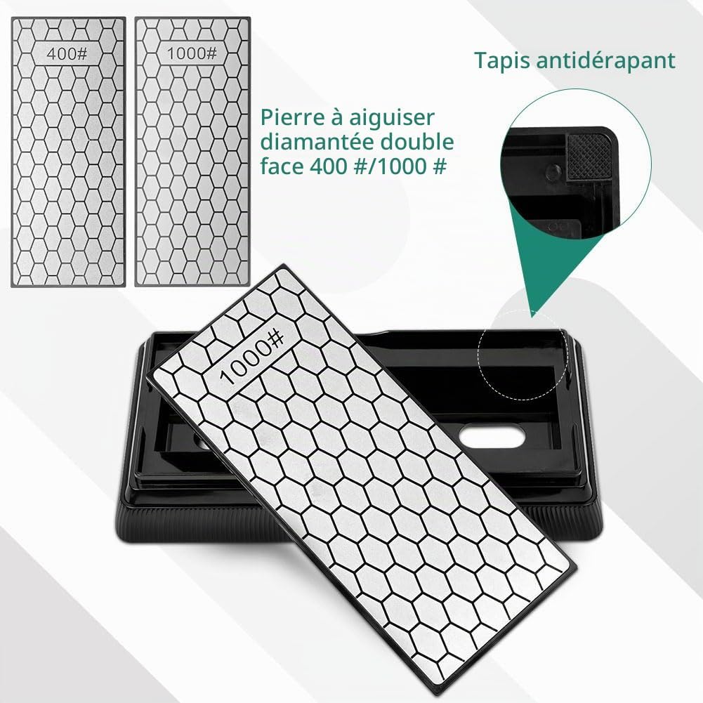 Detalle de Aolso dubbelzijdige diamantslijpsteen 400/1000 met antislipbasis