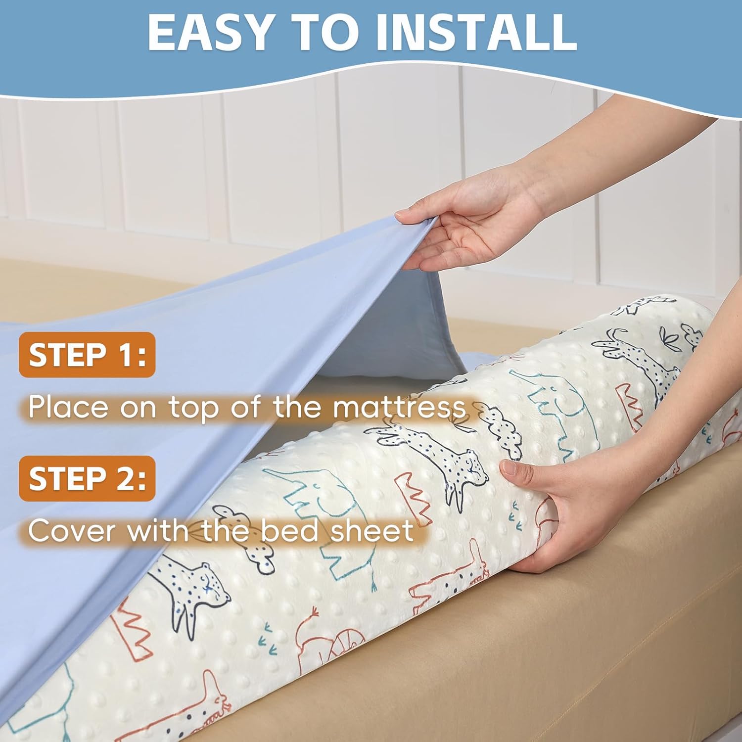 Detalle de HAVARGO Bettgitter Bettkantenschutz für Babybett 132 cm – Weiche Umrandung mit waschbarem Bezug