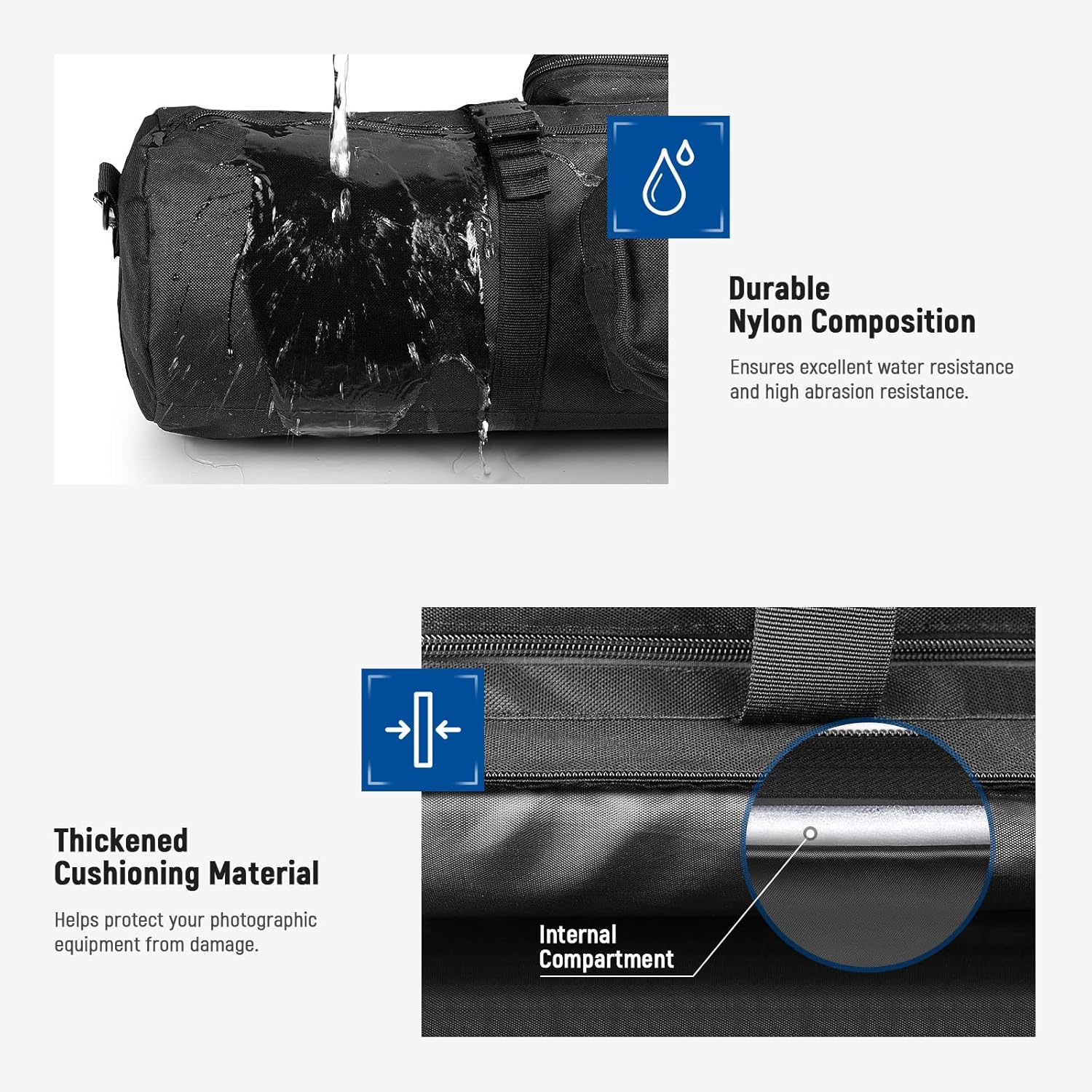 Detalle de NEEWER Étui de transport pour trépied 1 m, nylon imperméable avec fermeture éclair sur toute la longueur
