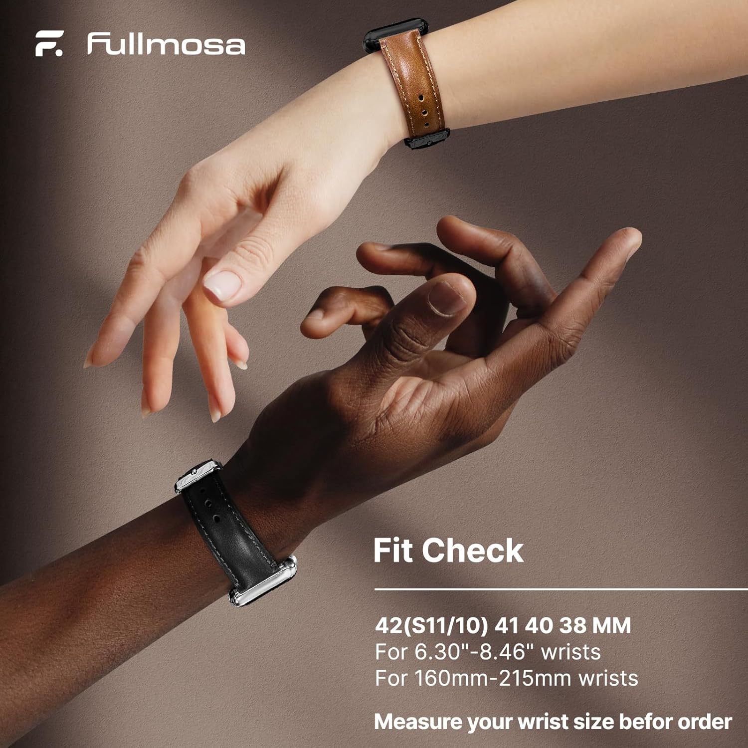Thumbnail 4 de Fullmosa genuine leather Apple Watch strap (Brown + Black buckle) for 38mm–42mm models