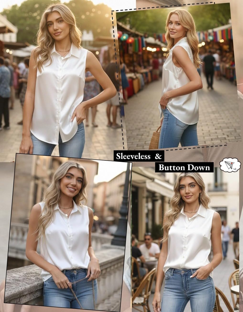 Detalle de Zeagoo Women's Satin Blouse Sleeveless Silk Tank Top