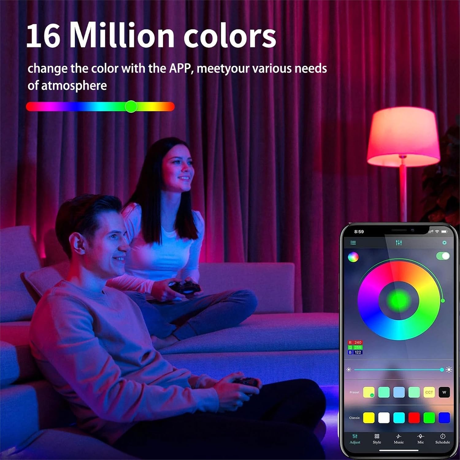 Thumbnail 1 de ShineBurky Tira LED Neón 5M RGB IP65 App Control 🌈