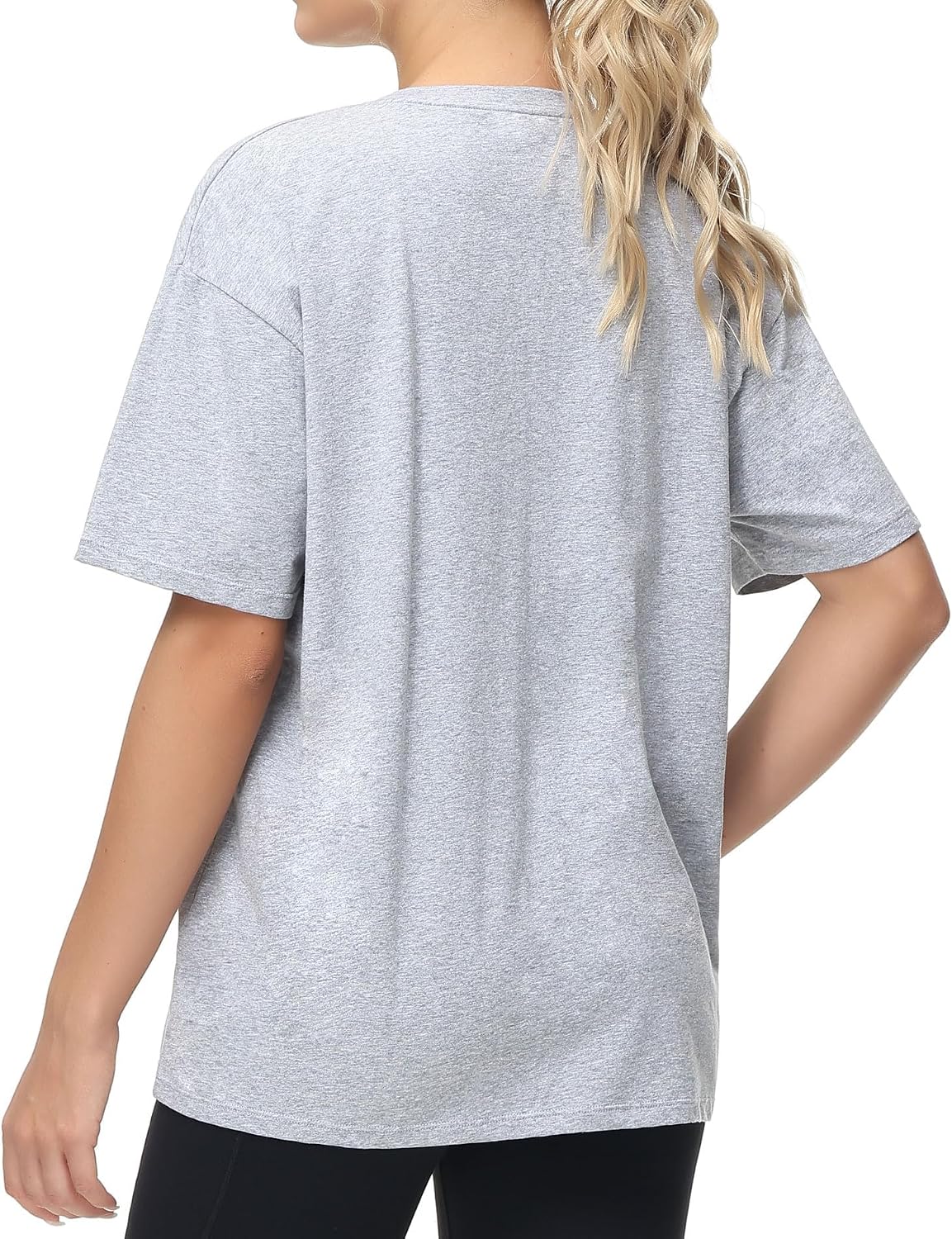 Detalle de THE GYM PEOPLE Damen T-Shirt mit Rundhalsausschnitt – kurzarm, lockere Passform