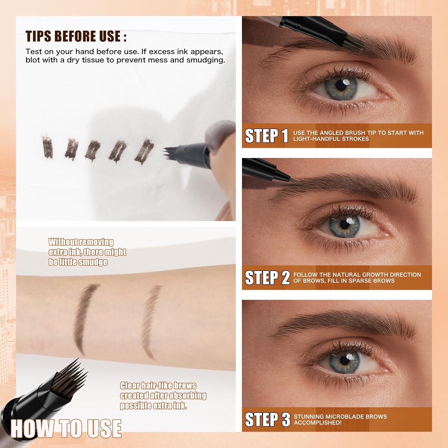 Detalle 2 de W3W 4D Augenbrauenstift wasserfest (Augenbrauenstift 2-in-1) – 4D Angled Square + Ultra-Fine, 03 Dark Brown