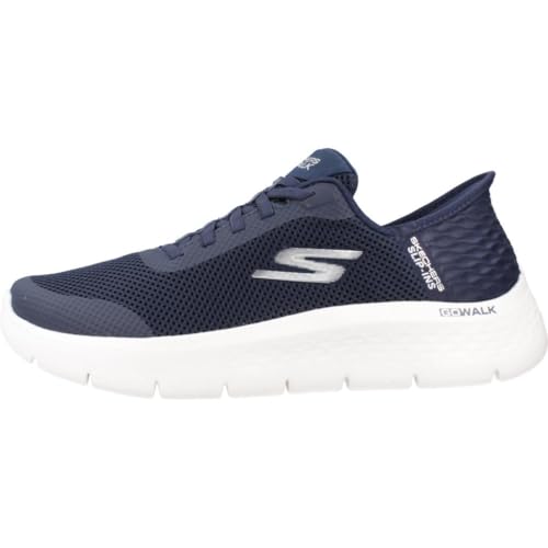 Detalle de Skechers Donna Go Walk Flex Grand Entry Trainers – Navy Textile/White Trim, 36 EU