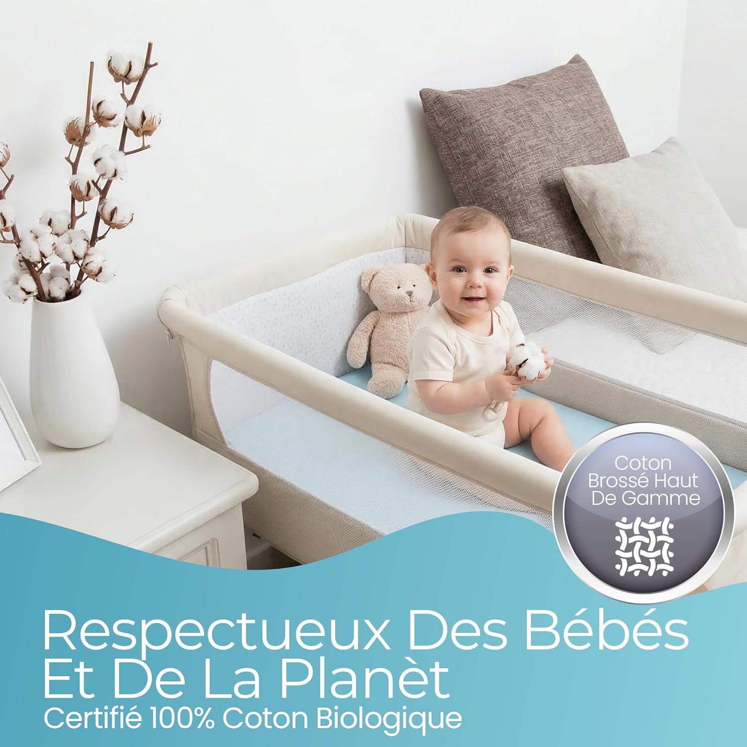Thumbnail 4 de Drap Housse Cododo 50 x 90 cm Lot de 2 – 100% coton bio, respirant et doux | Comfier Sleep