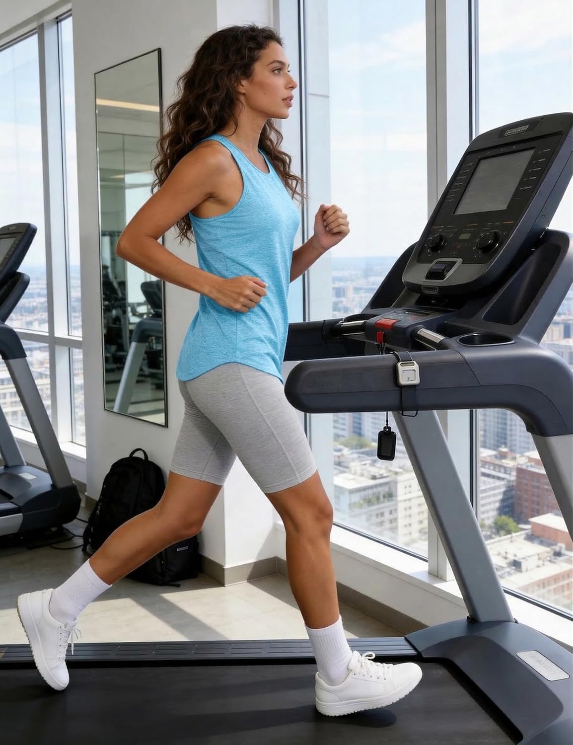 Thumbnail 3 de Gyabnw canotta sportiva donna girocollo con racerback traforato, lunga per fitness, yoga e palestra