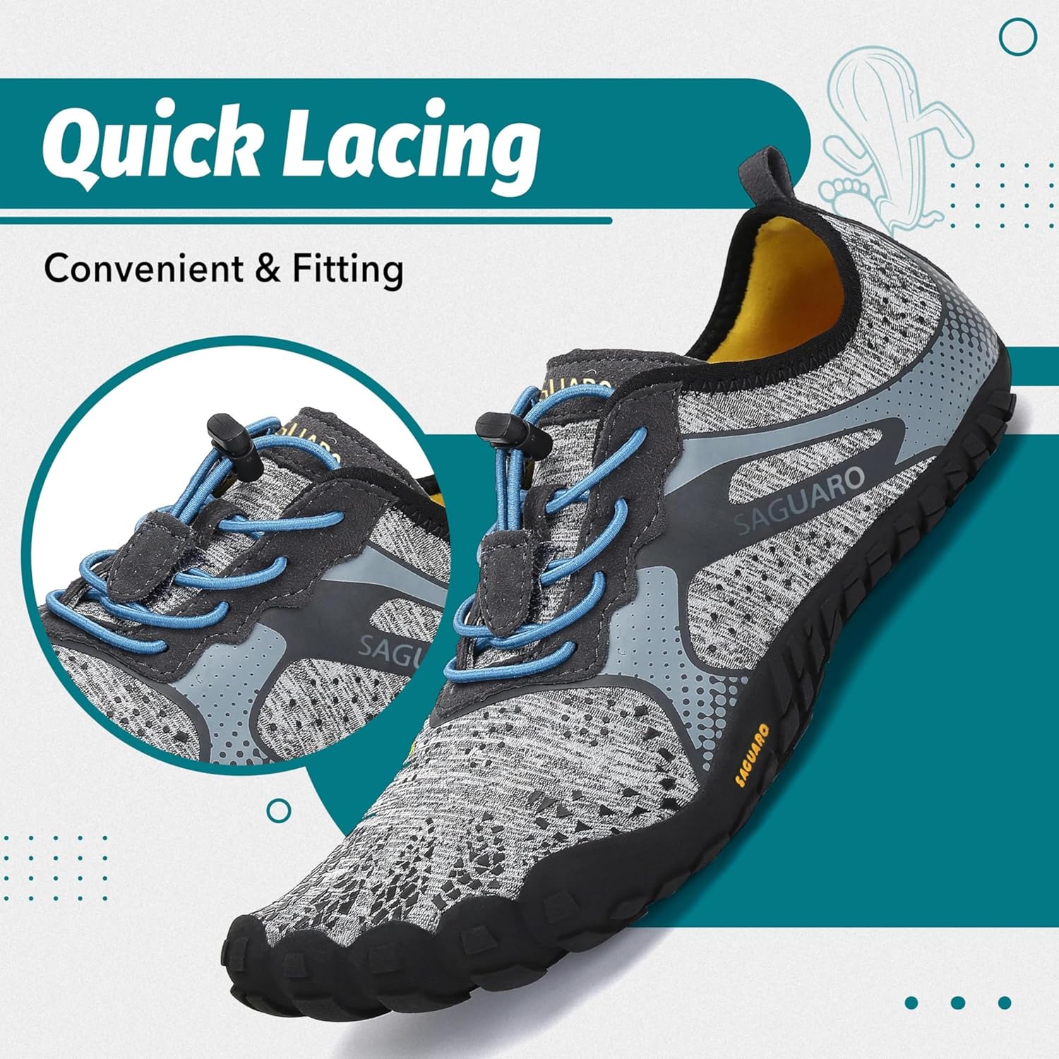 Thumbnail 3 de SAGUARO Chaussures de Trail Minimalistes Barefoot – Large boîte à orteils, semelle antidérapante