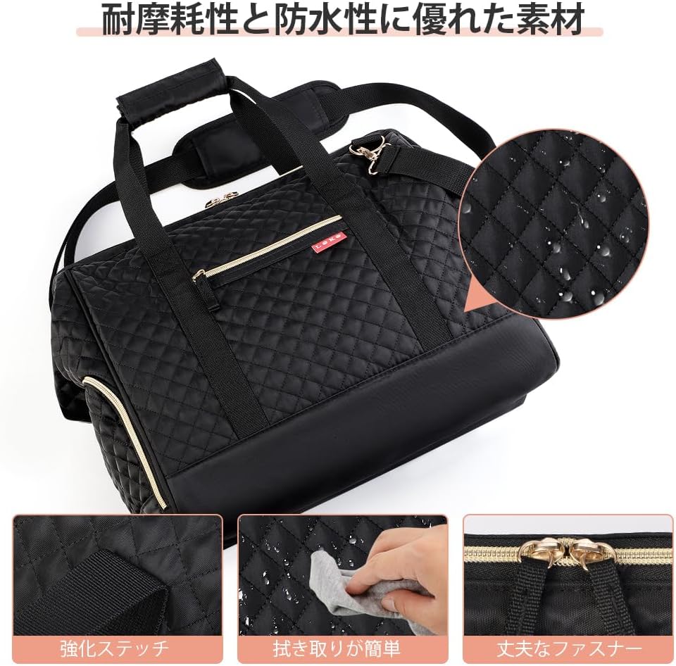 Thumbnail 5 de Lekesky Weekend Overnight Bags for Women, 33L Top-Opening Travel Duffle with Shoe Compartment (Black, 42 x 33 x 24cm)