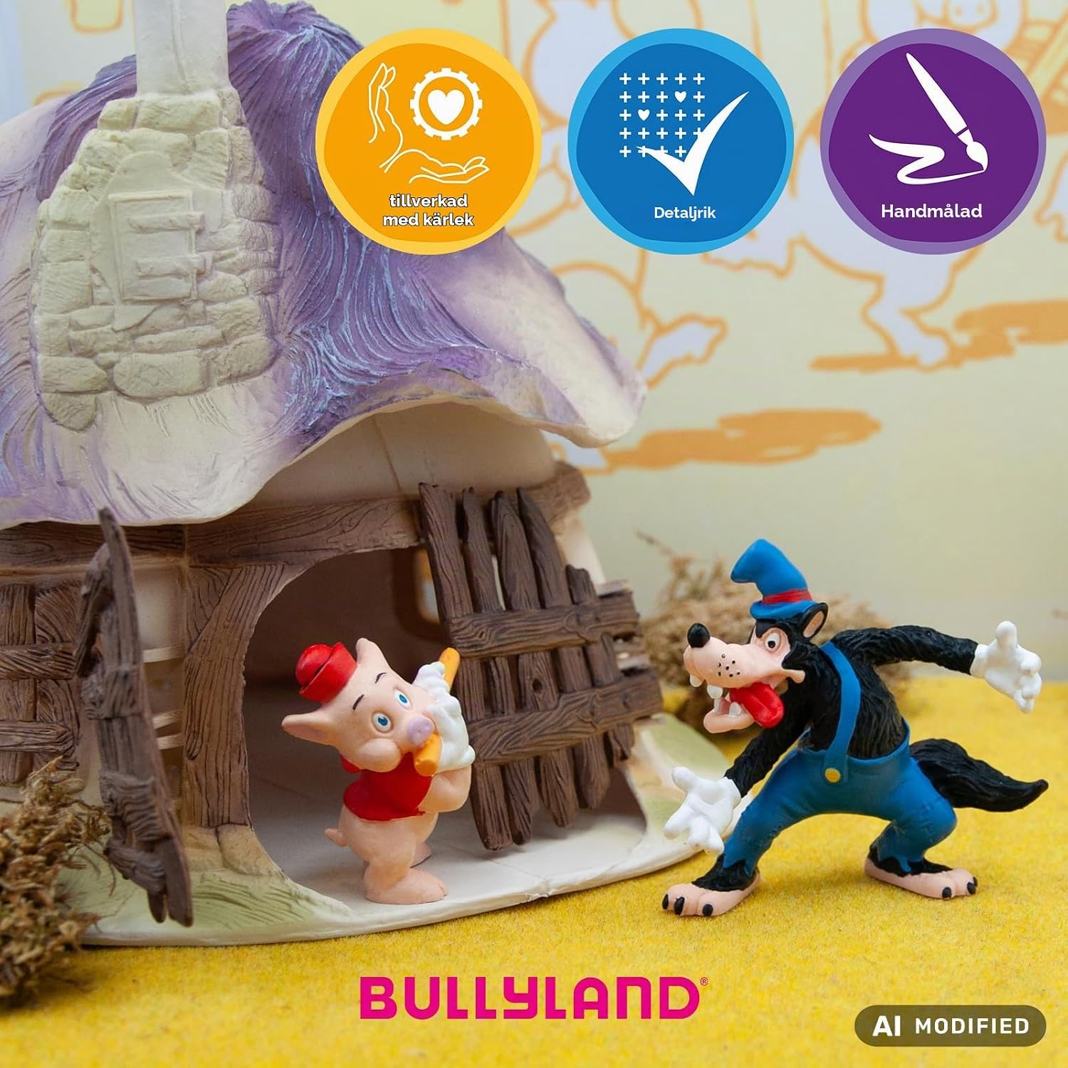 Detalle 1 de Bullyland 12490 lekfigur med Fifer från De tre små grisarna, 5,2 cm