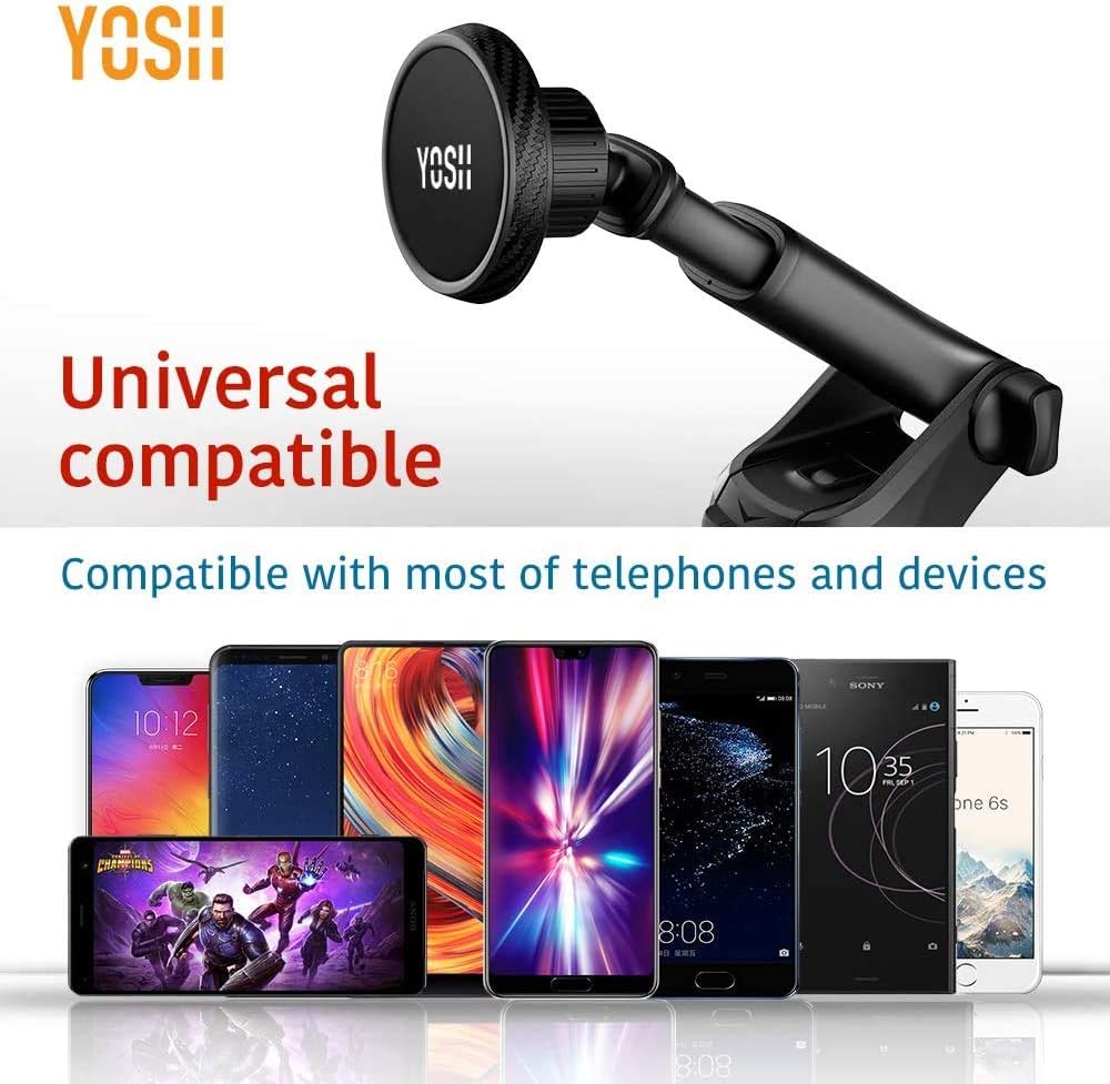 Thumbnail 5 de YOSH Magnetic Phone Holder for Dashboard & Windscreen with 6 Strong Magnets and Washable Suction Cup