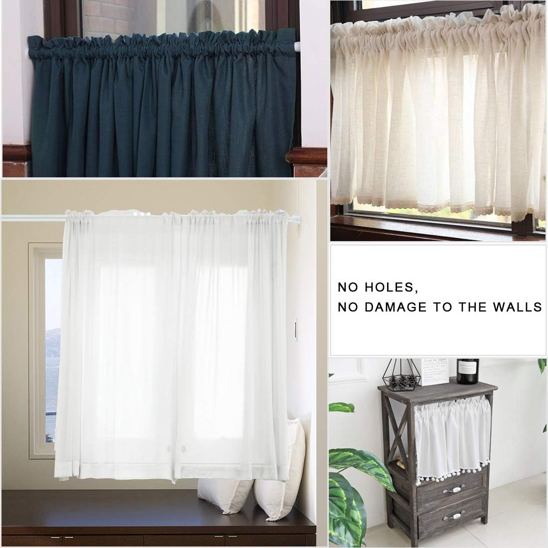 Thumbnail 1 de Goowin Spannstange (6er-Set) verstellbar 70–120 cm, ohne Bohren – rostfreie Feder, weiß