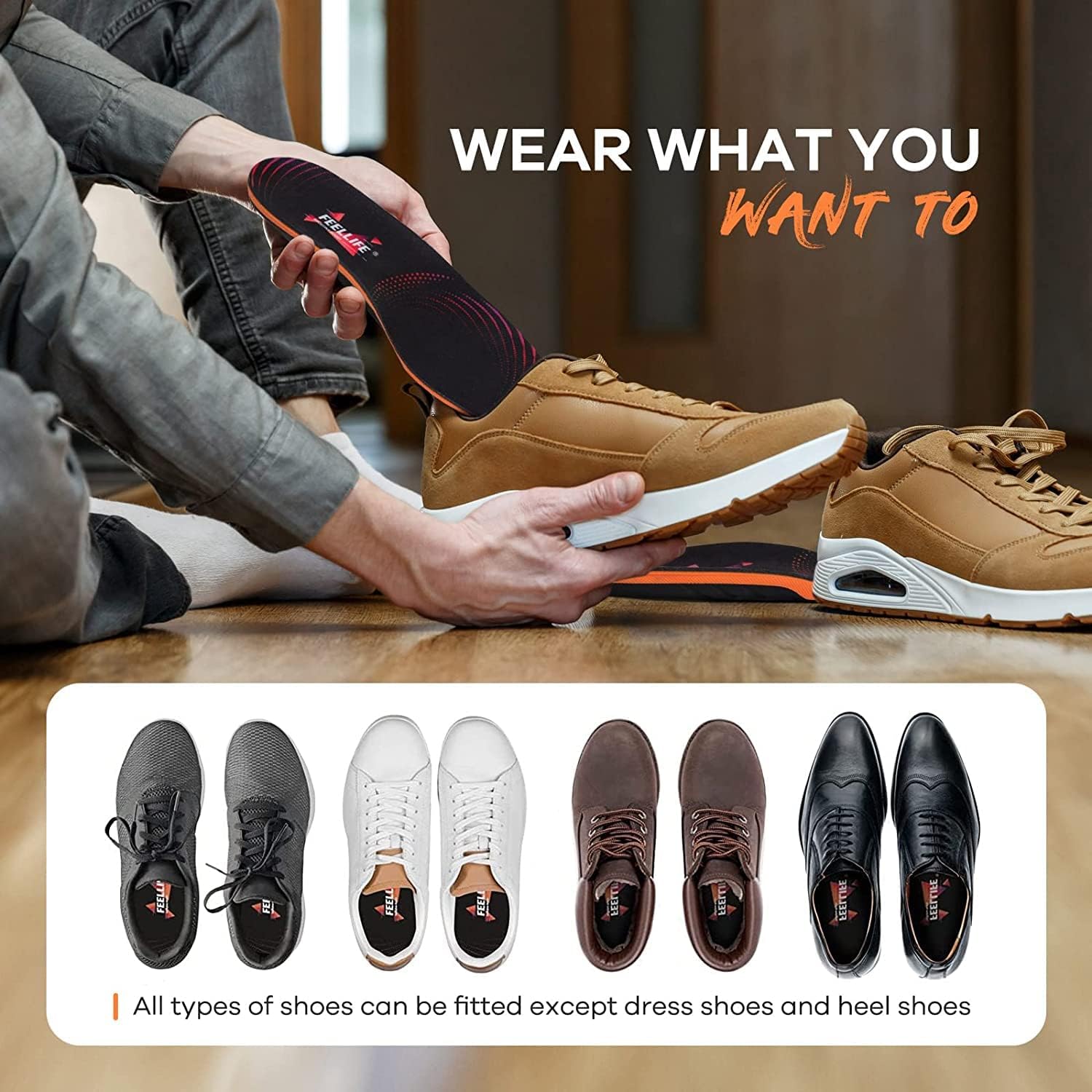 Thumbnail 6 de FEELLIFE Plantar Fasciitis Relief Shoe Insoles: Arch Support, Deep Heel Cradle, 1 Pair